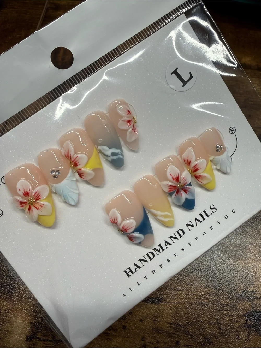 2 sets 3D Floral Press-On Nail Sets — Pastel Gradient & Tropical Blooms Large